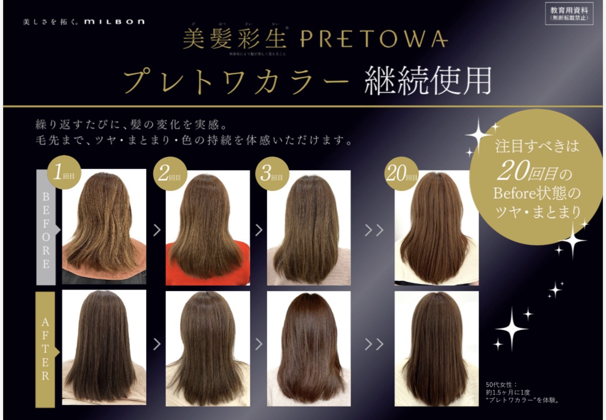PRETOWAを継続使用した髪の変化